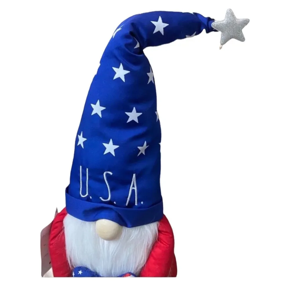 Rae Dunn USA Shelf Sitter Patriotic Gnome Plush‎ 4th of July Americana Decor NWT